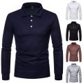 Pullover Shirt Long Sleeve Buttons Neck Turn-Down Collar Top. 