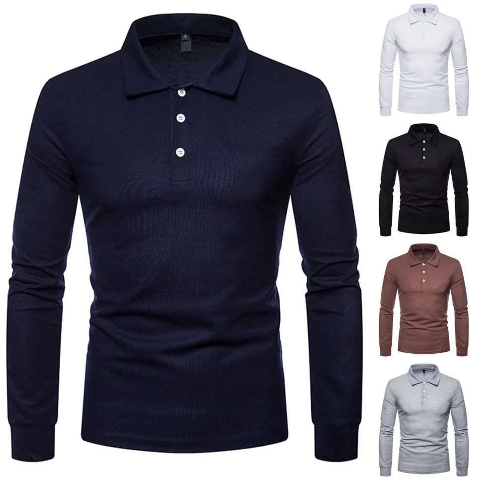 Long sleeve polo button down collar hotsell