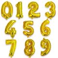 Number Foil Balloon 16" Inch Customized Metallic Golden, Silver,  0 1 2 3 4 5 6 7 8 9 Foil Balloons, Aluminum Hanging Date Year Age Foil Film Balloon for Wedding, Birthday Party Decoration ,Anniversary Banner Air Balloon Theme. 