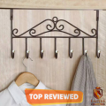 Over Door Hanger with 7 Hooks Metal Over the Door Towel Hook Organizer, Hanging Storage Rack for Hat, Coats, Purses, Scarves, Clothes, Jackets, Belt, Bedroom, Bathroom, Closet. 