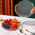 Acrylic Serving Tray with Handles Fruit Dessert Tray Countertop Organizer Multipurpose Durable Cosmetics Tray for Kitchen, Bathroom, Office. 