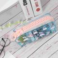 1Pc Fashion Transparent Pencil Case Cartoon Big Zipper Pen Bag School Stationery (Blue). 