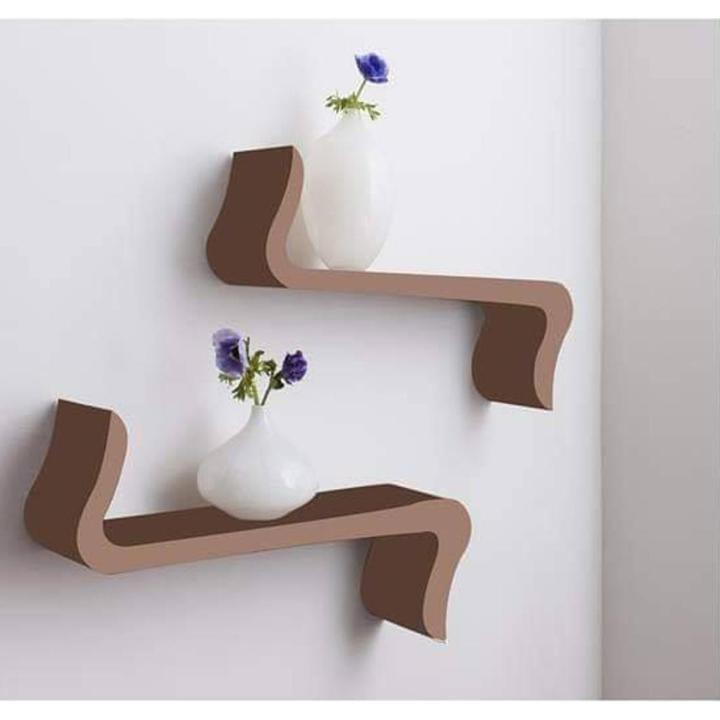 Elegant Design L Shape Wall Hanging Floating Shelves Set Of 2 Storage Shelf Wooden Shelves For Wall Home Decor Wall Mounted Rack MDF Wood Unique Floating Shelf, Kitchen Shelf, Wall Mounted Shelf High Quality Wall Mounted Wooden Shelves