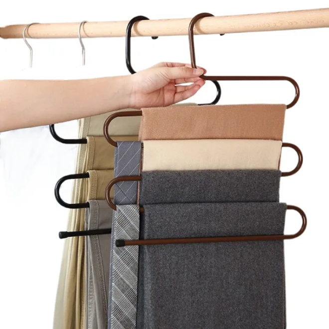 Pants Hangers S-Shape Trousers Hangers Stainless Steel Clothes Hangers Closet Space Saving for Pants Jeans Scarf Hanging