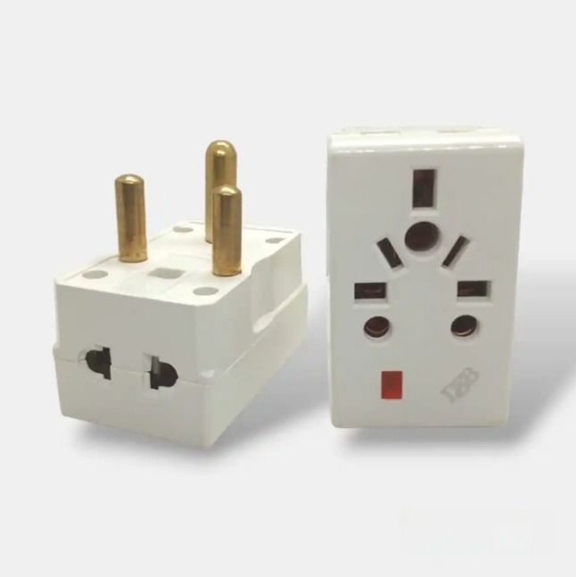 D&B Power Plug Pin Multi Plug Adapter with Fuse Protection and Light ...