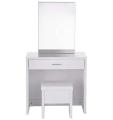 2-Piece Vanity Set with Hidden Mirror Storage, Lift-Top Stool, Dressing Table with Mirror, Tufted Stool, Drawer, Wooden Dressing, Vintage Touch – A Stylish Fusion of Functionality and Charm. 