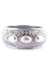 Silver Alloy Bangle With White Stones. 