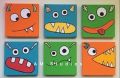 7x7inches Set of 6 Cartoon acrylic painting  for kids room, dinning room, kitchen, coffee shop, bedroom, drawing room, gift for wedding, birthday, new year, school, college, handmade home decor.. 