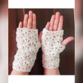 White Butterfly Stitches Wool Gloves for Women - LWNG(a). 