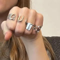 4pcs/set Punk Women's Ring olivia rodrigo World Tour GUTS Silver Color Rings Fans Gifts Adjustable Fashion Jewelry accessories. 