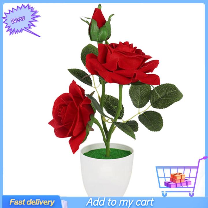 1 Set  Potted Plant Cut Evenly Clear Texture Plastic Table Decor  Rose Flower for Party