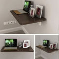 Wall Mounted Folding Wooden Laptop Table/Computer Table/Dvd Player/Iron Table Rack With White Foldable Brackets/Smart Office Table. 