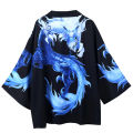 Yfashion Summer Japanese Kimono Robe for Men Women nese Style Dragon Printing Cardigan Tops Half Sleeves Loose Sunscreen Shirt color. 