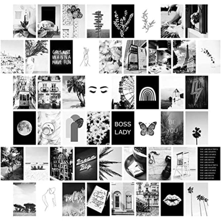 Black and White Photo Aesthetic Pictures 50 pcs | Stylish Bedroom and Dorm Decor | 4"x6" Posters (Set of 50)