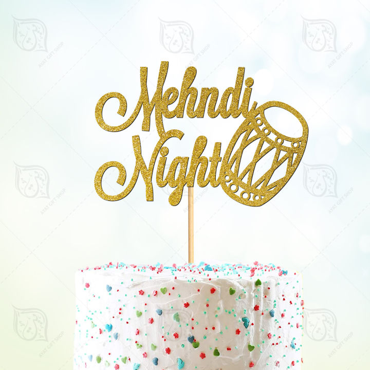 Mehndi%20Night%20Cake%20Topper%20For%20Party%20Celebration,%20Anniversary,%20Engagement%20&%20Wedding%20Toppers,%20Cake%20Decoration%20-%20Image%203