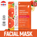 𝐖𝐁𝐌 Natural Solution Facial Mask Sheet Blood Orange & Vitamin C - Facial Mask for Glowing & Radiant Skin. 