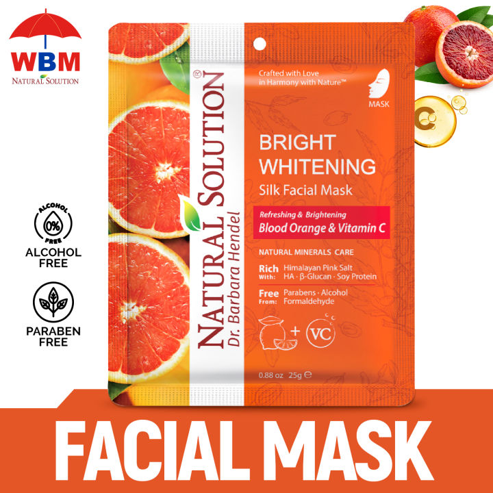 𝐖𝐁𝐌 Natural Solution Facial Mask Sheet Blood Orange & Vitamin C - Facial Mask for Glowing & Radiant Skin
