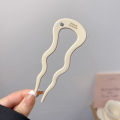 French Twist Acetate Hair Stick, U Shaped Wavy Hairpin, Vintage Tortoise Shell, 12.5cm. 