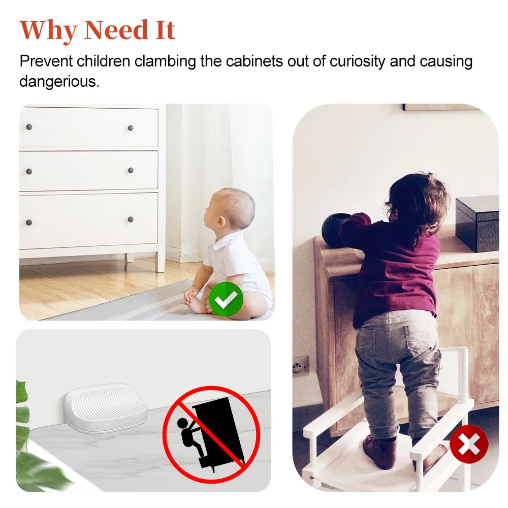 Kiddie Guard Baby Safety Lock Anti Tip Wall Holder For Furniture Children Protection Furniture Baby Security Wall Strap Kids Safety - Pack Of 2