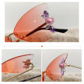 Frameless Crystal Butterfly Sunglasses Vintage Brand Shades for Women Rimless Sun Glasses Bling Diamond Eyewear. 