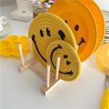 Korean smiley handmade cotton thread woven placemat ins expression insulation pad coaster pot pad cute thick pad. 