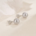 Micro Inlaid Zircon Pearl Stud Earrings Daily Commuting Elegant Autumn and Winter Sweater Accessories Simple Special-Interest Design Romantic. 