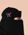 Saudi Niqab Printed Calligraphy, Shehzadi, Papa ki pari, Antal Hayat, Bint-e-Hawa, BOW / Pink Ribbon, High Quality Black Niqabs, Chiffon Georgette Hijab for Girls and Women. 