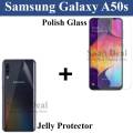 Samsung Galaxy A50s Tempered Glass Polish Screen Protector + Back Jelly Protector Clear Soft Film Protection Hydrogel For Samsung Galaxy A50s. 