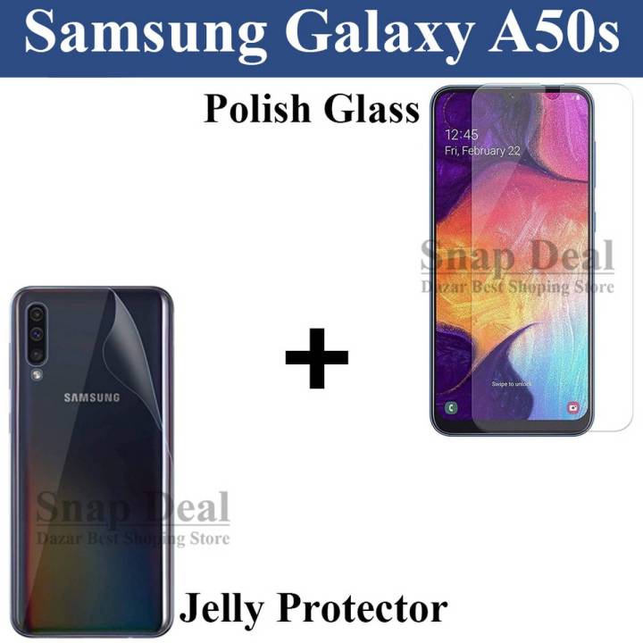 Samsung Galaxy A50s Tempered Glass Polish Screen Protector + Back Jelly Protector Clear Soft Film Protection Hydrogel For Samsung Galaxy A50s