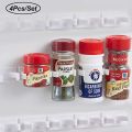 Plastic Kitchen Spice Rack Organizer 20 Spice Gripper Clip Strips Cabinet Door for Spice Containers - 4 Strips, Holds 20 Jars. 