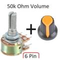 Volume 50K Ohm dual Potentiometer 6 Pins variable resistor with knob. 