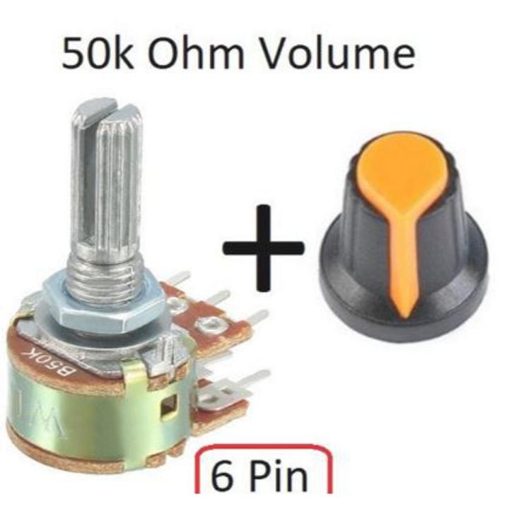Volume 50K Ohm dual Potentiometer 6 Pins variable resistor with knob