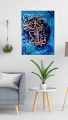 Islamic Wall Art, Islamic Calligraphy, Hand made Painting with gold leave on canvas, Wall Hanging 12" x 18". 