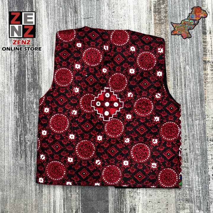 3%20months%20to%206%20years%20Kids%20Sindhi%20Ajrak%20Waist%20coat%20Koti%20for%20Baby%20Boys%20Traditional%20Wear%20ZENZ%20-%20Image%203