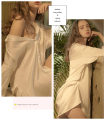 Women Shirt Dress Sexy Pajama Girl's Shirt Satin Women Tops Casual Blouse 2023 Spring Autumn Loose Mid-length White Shirt Women. 