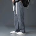 Cold Weather Sweatpants Comfy Fleece Pants Thick Plush Men's Winter Pants Elastic Waist Wide Leg Soft Sports Trousers. 