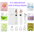 5 in 1 Electric Blackhead Acne Oil Remover Vacuum Suction with 6 Fruit Plant Extract Moisturizing Brighten Facial Sheet Mask. 