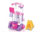 Little Helper Cleaning Trolley Cart  Pretend Play Cleaning Toy Play Set with Cart, Broom, Mop, Bucket, Dust Pan, Brush, Cleaning Rag, Mock Soap Bottle. 