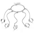 ( Pack of 1) Punk Geometric Silver Color Chain Wrist Bracelet for Men Five Finger Ring Charm Set Fashion Jewelry. 