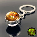 Pokémon Pikachu Cartoon Glow Keychain Anime Figures Mewtwo Eevee Arceus Lucario Action Figure Glass Ball Pendant Metal Keychains. 