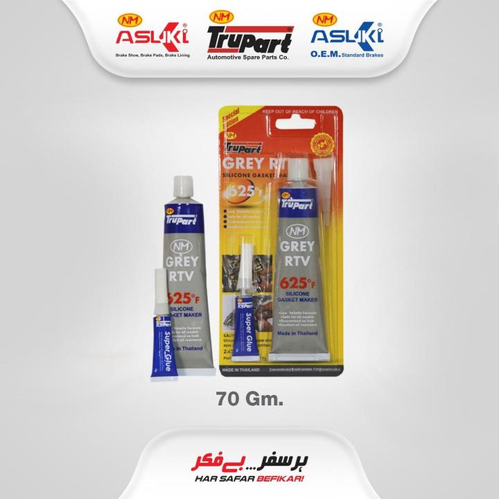 Silicone Sealant Grey RTV General Gasket Maker - Adhesive - Noor Motors TruPart tube 20gm/70gm