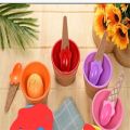 4 Pcs Set Kids/Adult Ice Cream Bowls With Plastic Spoon Ice Cream Cup. 
