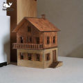 Wooden House Assemble Unpainted 1/72 Building Model House Diorama Layout. 