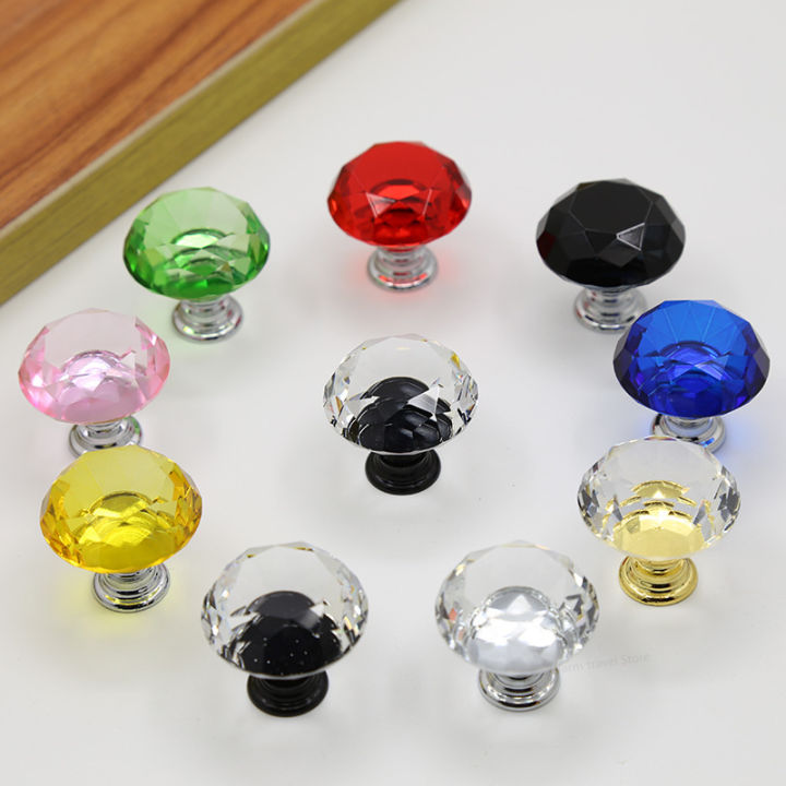 30mm Diamond Shape Design Handle Crystal Glass Knobs Cupboard Drawer ...