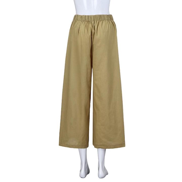 Women%20Palazzo%20High%20Waist%20Wide%20Leg%20Culottes%20Cotton%20Linen%20Trousers%20Loose%20Pants%20PA173%20-%20Image%204