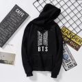 Trendy BTS SYMBOL LOGO TAGLINE Tag Print Kangaroo Hoodie in BLACK colour Full sleeves with Pocket Drawstring Casual Pullover Hodie Clothing Long Sleeves Export Quality Huddie Winter Wear breathable Smart Fit  Hoody For Women Girls and Boys/Men. 
