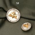 6pcs Rhinestones Diamond Decor Metal Gold BEE Buttons for Clothing Luxury Coat Cardigan Sweater Sewing Needlework accessories. 