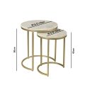 2 Pieces Nesting Tables Set Marble Sheet Top With Rode Iron Base Frame (Coffee table & Side Table). 