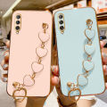COROGI for Samsung Galaxy A70 Back Cover with Love Heart Bracelet Luxury 6D Plating Frame Shiny Chain Cases Soft Silicone Square Protective Mobile Phone Case for Girls Boy. 
