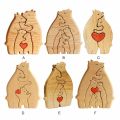 Wooden Family Puzzle Bears Personalised Bear Family Wooden Art Puzzle in Heart Shape Animal Puzzle for Kids 3 Years Old and Up. 